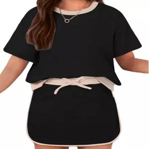 Arshiner Girls 2피스 의상 여름 옷 반팔 드롭 숄더 셔츠와 스커트 반바지 운동 세트 포함