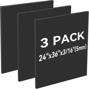 3팩 블랙 폼 보드 24인치 x36 프로젝트용 3/16인치 두꺼운 코어 페인팅 전시 및 공예 포스터