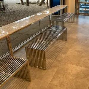 조지넬슨 벤치 스테인레스 인테리어의자 철제 스틸 긴의자