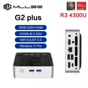 MLLSE NEW G2 Plus 미니 PC AMD Ryzen R3-4300U CPU 16G RAM 512GB ROM 호환 USB3.2 Win11Pro 데스크탑 휴