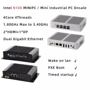 인텔 N100 N95 팬리스 미니PC 산업용 PC 듀얼 LAN 2HDMI2.0 4K 60HzDP 3화면 출력 DDR4 저전력 무소음