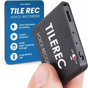 TileRec 2.0 슬림 음성 인식 문자폰 ？ 64GB 프로페셔널 오디오 레코더 메탈 케이스 USB-C 회의 및 강연을