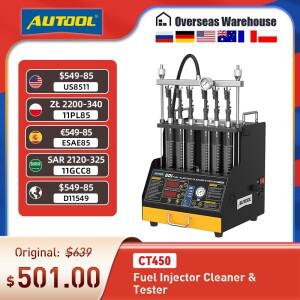 AUTOOL CT450 자동차 바이크 오토바이 가열 초음파  인젝터 클리너 GDI EFI FSI 피에조 클리닝  6기통