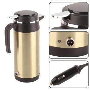 호환 1000ML 12V 스테인리스 스틸 차량용 전기 주전자 여행용 보온병 가열 물병 전기 보온병 차량용 전기 주전자