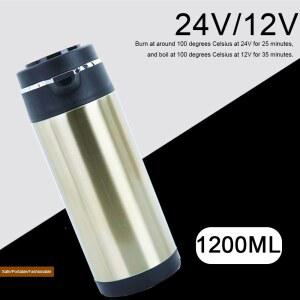 호환 1200ML 차량용 휴대용 전기 주전자, 누수 방지 디자인, 12/24V 여행용 전기 주전자, 커피, 차, 음료용 빠른 가열 기능