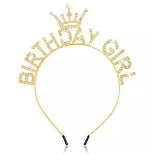큐바코 생일 여자 머리띠 티아라 크라운 여성용 축하 장식 프린세스 라인스톤 액세서리 선물하기