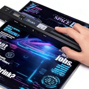 A4 문서 스캐너 16GB 메모리 카드가 장착된 휴대용 카드 사진 스캐너 미니 핸드헬드 영수증 스캐너 컴퓨터용 USB 연결 블랙 LNKH09