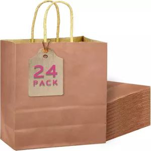 손잡이가 달린 퀴퀴 살구 선물 가방 벌크 24Pcs 종이 06x83x43 파티 선호 단색