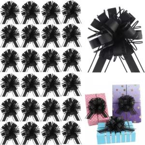 선물 포장을 위한 24 PCS 풀 보우 패키지 바구니 크리스마스 결혼식 파티 장식을 6인치 대형 벌크 블랙