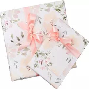 Itsy Belle Studio Floral 웨딩 래핑 페이퍼 시트 + 태그가 있는 리본 세트 흰색 선물 랩 핑크 플로럴 보호