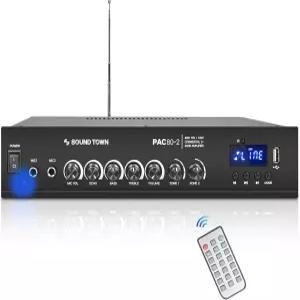 사운드 타운 60W 2존 70V/100V 상업용 전력 증폭기 블루투스 알루미늄 레스토랑 라운지 바 펍 학교 및