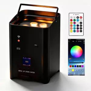 SHEHDDS 충전식 무선 스테이지 조명 6x18W 파 캔 리모컨 APP 및 DMX512 컨트롤이 포함된 RGBWA+UV 6-in-1