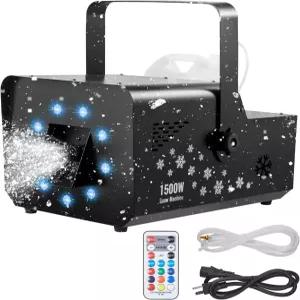 RGB DMX512 신호 제어 기능이 있는 VEVOR 1500W 스노우 머신 9개의 LED 조명 무선 리모컨 5L 탱크가 장착된