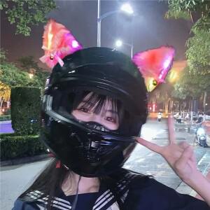 다채로운 LED 라이트 헬멧 고양이 귀 전체 얼굴 오프로드 장식과  2Pcs 바이크 오토바이 플러시 모토 크로