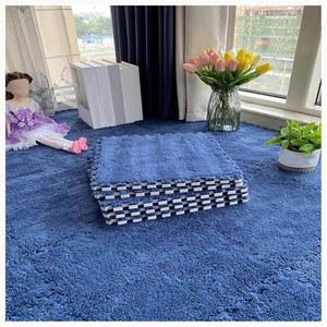 일반적인 24Pcs 플러시 폼 바닥 매트 사각형 연동 카펫 타일 12x12 인치 퍼즐 조각 카펫 정사각형 두꺼운 푹신한 폼 바닥 타일 네이비 블루