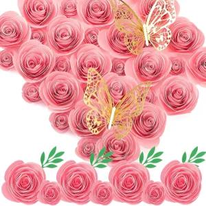 길프롭 36개 3D 롤 인조 장미 종이 꽃 공예 졸업 모자 장식 벽 미니 DIY 선물 결혼식 섀도우 박스 프레임