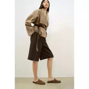 ZARA 스웨이드 백리스 로퍼 - 브라운