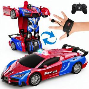 원격 조종 자동차  제스처 감지 변신 RC 자동차 2.4GHz 원버튼 변신 로봇 장난감 LED 조명