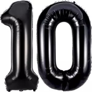 블랙 10 숫자 풍선 40 자이언트 10번째 생일 파티를 위한 마일라 헬륨 준비 기념 이벤트 축하 장식