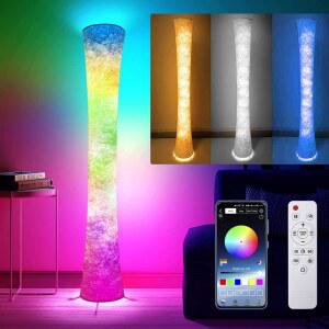 2개의 바닥 램프 61인치 스마트 RGB LED 코너 램프 음악 동기화 1 600만 개의 DIY 색상 3가지 색상 온도 APP 리모컨 침실 거실용 스탠드형 바닥 램프 색상 변경