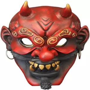 ROUASD 할로윈 일본 가면 - 대형 텐구 사무라이 코스프레 남성을 위한 한냐 오니 전사 파티