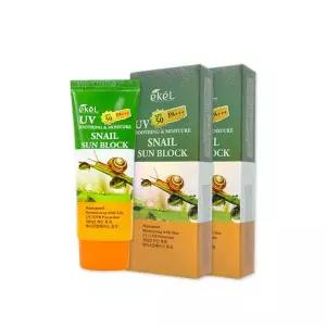 1+1이켈 수딩앤모이스쳐 스네일 선블럭(70ml) 선크림 자외선차단제 선블록 썬밤 SPF50+ PA+ 2393634 J