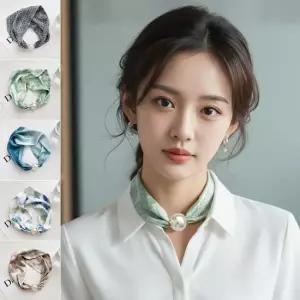 여성 동글 진주 마그네틱 목걸이 미니 스카프 동글 진주 마그네틱 스카프