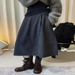 엘럽 여자 스커트 봄 모직 롱 꽃봉오리 루브 슬림핏 정장 A라인 박템1