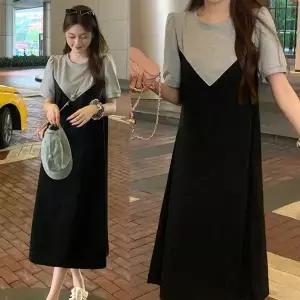 [하프클럽/]결혼식 하객 룩 레이어드 뷔스티에 나시 롱 원피스