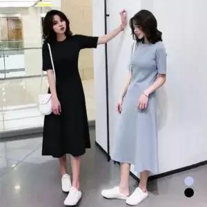 플레어 반팔 롱원피스 UR 0 캐주얼원피스 반팔