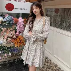 프릴 플라워 미니 원피스 허리끈