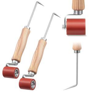 CraftyDream 2개 심 롤러 및 테스터 프로브 40mm 실리콘 루프 스무딩 콤보 도구 PVC/TPO/EPDM 목공 바닥재 벽지 싱글 플레이 테이프 열풍