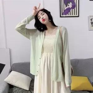 여성용 루즈핏 쉬폰 원피스 가디건 세트룩