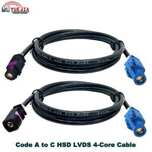 호환 HSD LVDS 케이블 블랙 코드 A - 블루 HSD C 4핀 100옴 커넥터 , , 메르세데스- , 랜드로버 차량용 비디오 4코어 케이블