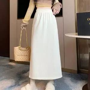 [하프클럽/]겨울 기모 안감 롱 스커트 허리 밴딩 코듀로이 치마