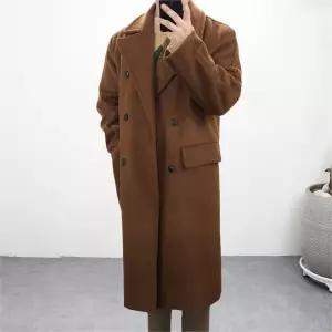 [하프클럽/] 남자 오버핏 겨울 데일리 와이드 울 더블 롱코트 2컬러