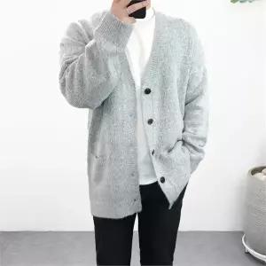 [하프클럽/] 남자 오버핏 부들부들 파스텔 앙고라 니트 가디건 8컬러