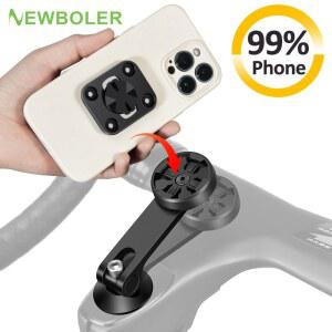 호환 NEWBOLER 자전거 휴대폰 거치대 알루미늄 센터 핸들 바, 180 조절 가능, MTB/로드 바이크 홀드용 휴대폰 브래킷
