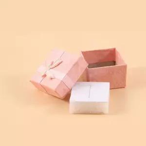 사각 반지 리본 케이스 고급 스펀지 심플 블루 핑크 선물 상자 10P