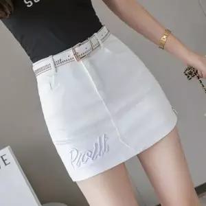[하프클럽/]F4240 스판 자수 앞치마 반바지 청반바지 치마반바지
