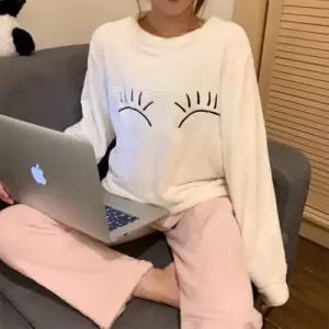 [하프클럽/]W41093 눈썹 여자 극세사 밍크 수면 잠옷 세트