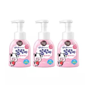 (튼튼)말랑이 버블 핸드워시 딸기 우유향 300ml 용기 3개입세정제 손세정제 핸드솝 펌프 어린이 폼세정제