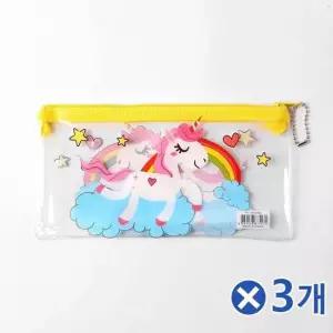 TBZ 큐티캐릭터 투명 파우치 10p-랜덤x3개 가방속가방 속가방