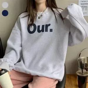 깔끔 영문 레터링 라운드넥 드롭 숄더 여자 티셔츠 라운드티셔츠 오버핏 여성 맨투맨 기모