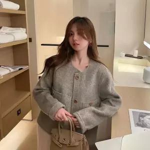 엘럽 롱 울 모직 가을 코트 패션 퍼 양면 여성코트 숏 박템3