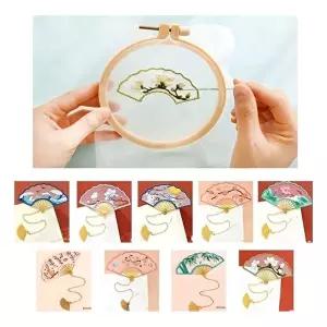 고품질 부채 자수 책갈피 키트 DIY 수작업 초보자 선물 취미 프랑그자수패키지 십자수도안 WFNUHPS
