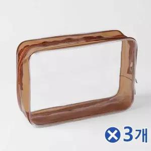 TBZ 수영장 투명 사각파우치 브라운 Mx3개 속옷파우치 속가방