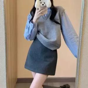 여사친 스커트 모직 하계 정장 블라우스 슬림핏 힙 A라인 BE2