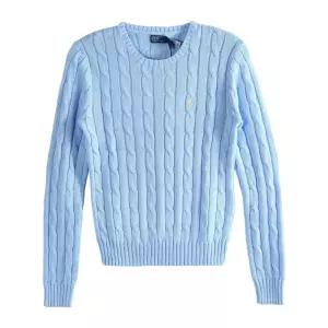 로고 자수 케이블 니트 크루넥 가디건 211971869512 BABY BLUE