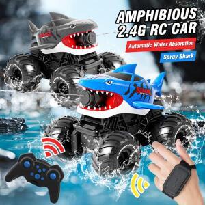 RC 자동차 수륙양용 2.4G 물총 자동차 10M 장거리 자동 물 흡수 원격 제어 탱크 150ml 장난감